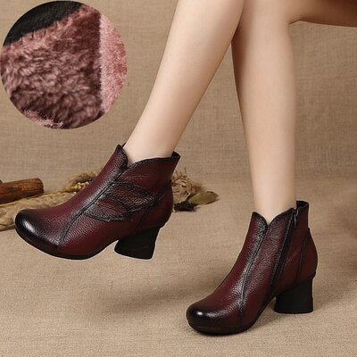Autumn Designer Platform High Heel Winter Woman Genuine Leather Ankle Boots