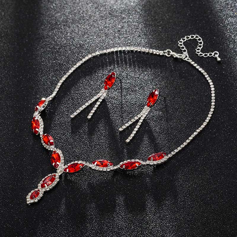 Luxury Austria Crystal Earrings Necklaces & Pendants Jewelry Sets Women Fashion Jewelry Rhinestone Earrings Sets #N100