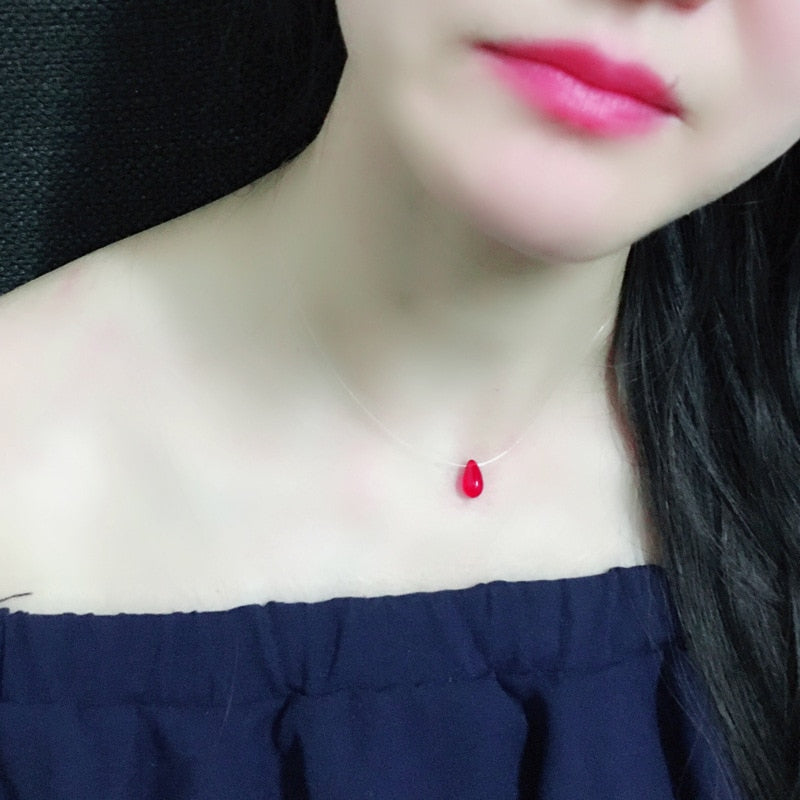 Transparent Chain Ocean Sea Invisible Transparent Fishing Line Short Chain Beach Pendants Transparent Necklace
