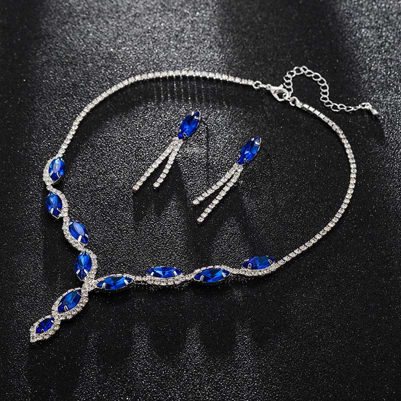 Luxury Austria Crystal Earrings Necklaces & Pendants Jewelry Sets Women Fashion Jewelry Rhinestone Earrings Sets #N100