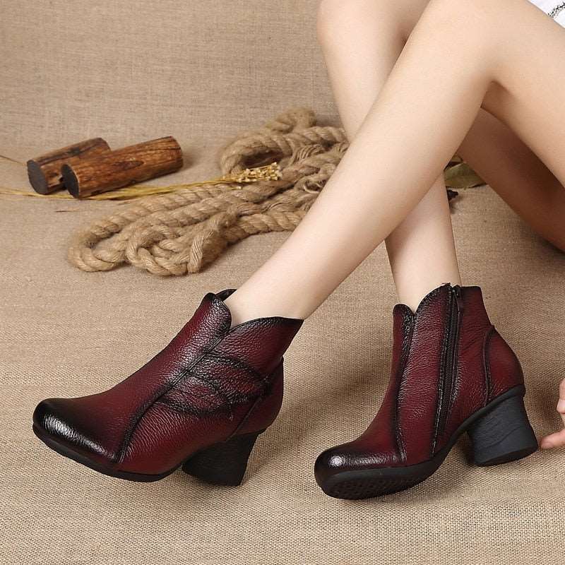 Autumn Winter Woman Genuine Leather Ankle Boots