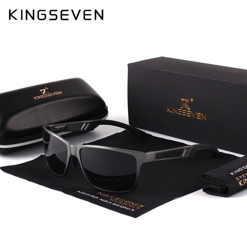 KINGSEVEN Men Polarized Sunglasses For Men Aluminum Magnesium Sun Glasses Driving Glasses Rectangle Shades For Men Oculos masculino Male