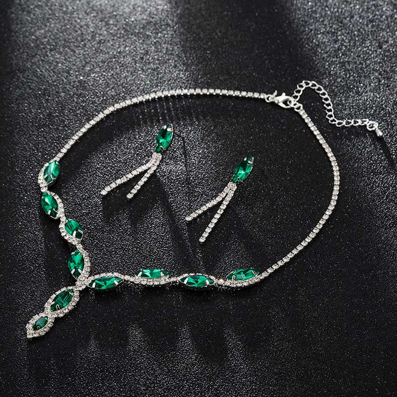 Luxury Austria Crystal Earrings Necklaces & Pendants Jewelry Sets Women Fashion Jewelry Rhinestone Earrings Sets #N100