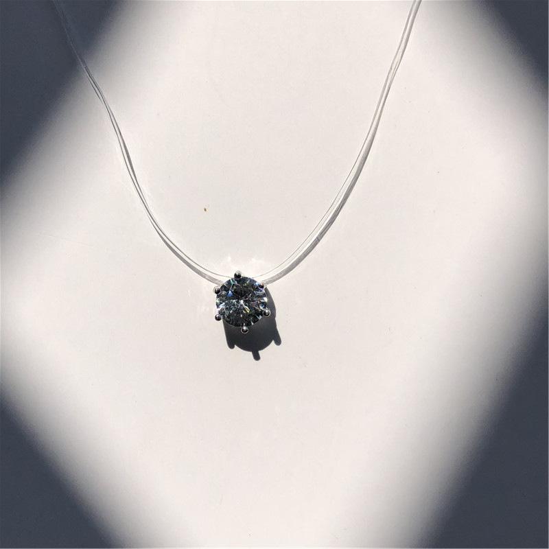 Transparent Chain Fishing Line Invisible Women Zircon Pendants Necklace Jewelry Transparent necklace