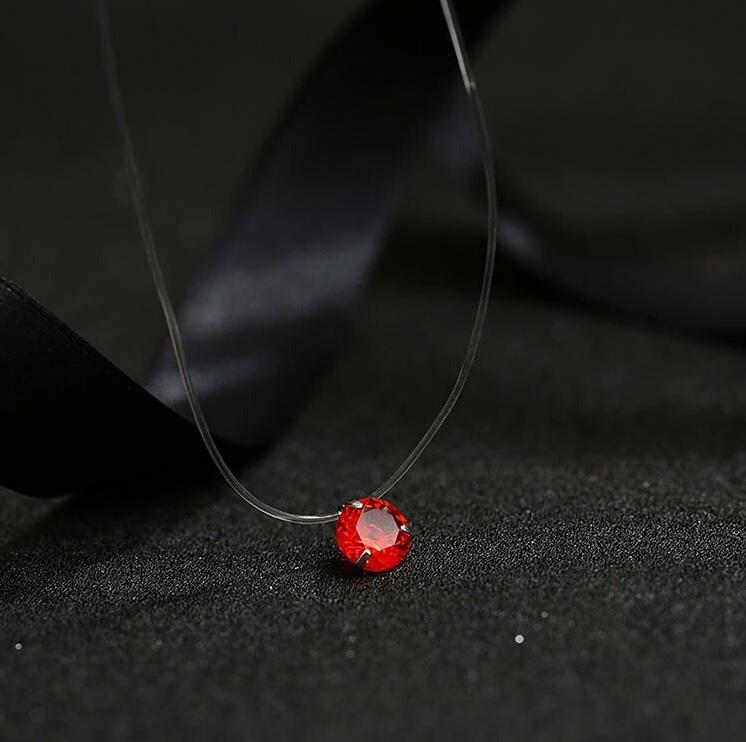 Transparent Chain Fishing Line Invisible Women Zircon Pendants Necklace Jewelry Transparent necklace