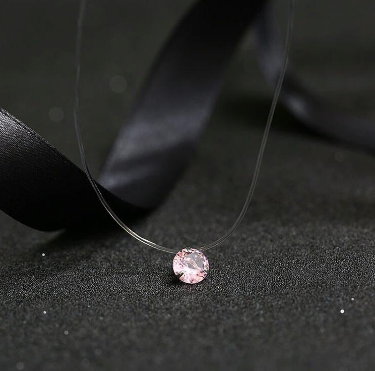 Transparent Chain Fishing Line Invisible Women Zircon Pendants Necklace Jewelry Transparent necklace
