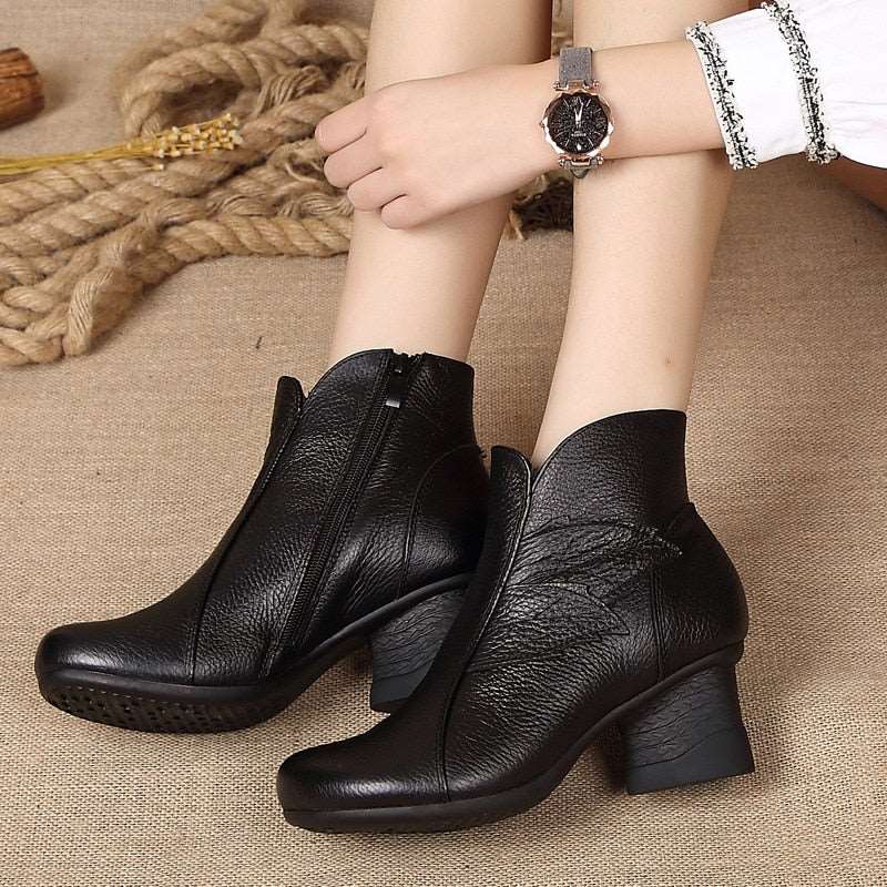 Autumn Winter Woman Genuine Leather Ankle Boots