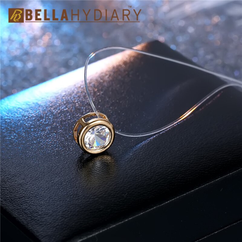 Transparent Chain Chocker Invisible Chain Fishing Line Transparent Necklace Crystal Rhinestone Choker Necklace Pendant On Line Neck