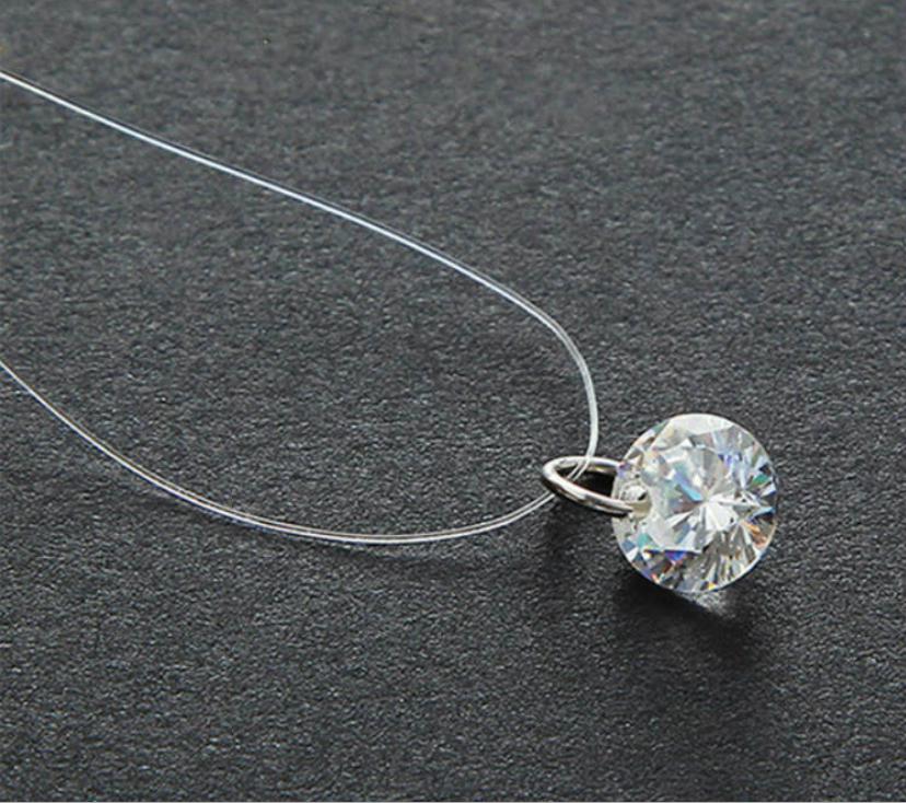 Transparent Chain Fishing Line Invisible Women Zircon Pendants Necklace Jewelry Transparent necklace