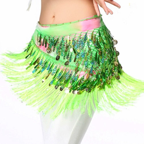 Oriental Coins Belt Women Belly Dance Costumes Accessories Sequin Tassel Hip Scarf Belly Dance Belt Hip Scarf Bellydance