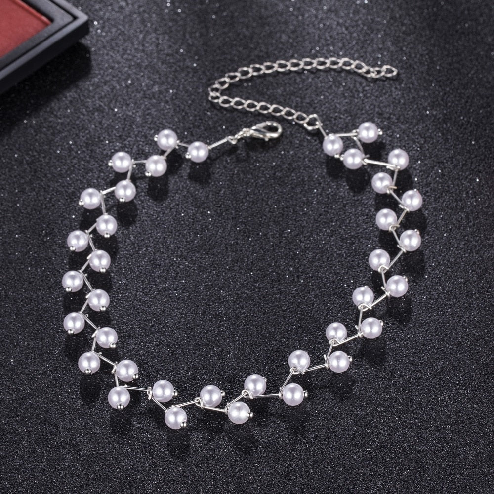 Trendy Elegance Statement Necklace Charm Simulated Pearl Beads Choker Necklace For Women Kolye Collier Femme
