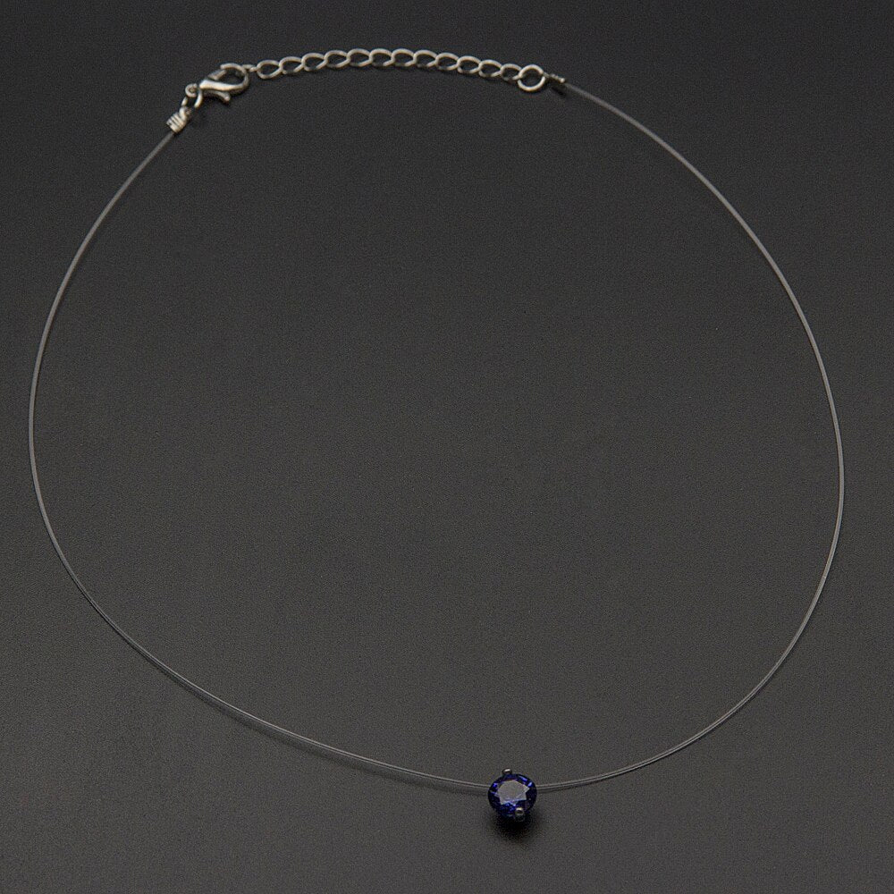 Transparent Chain Fishing Line Necklace Women Rhinestone Choker Invisible Chain Pendant Transparent necklace Collier Femme Jewelry