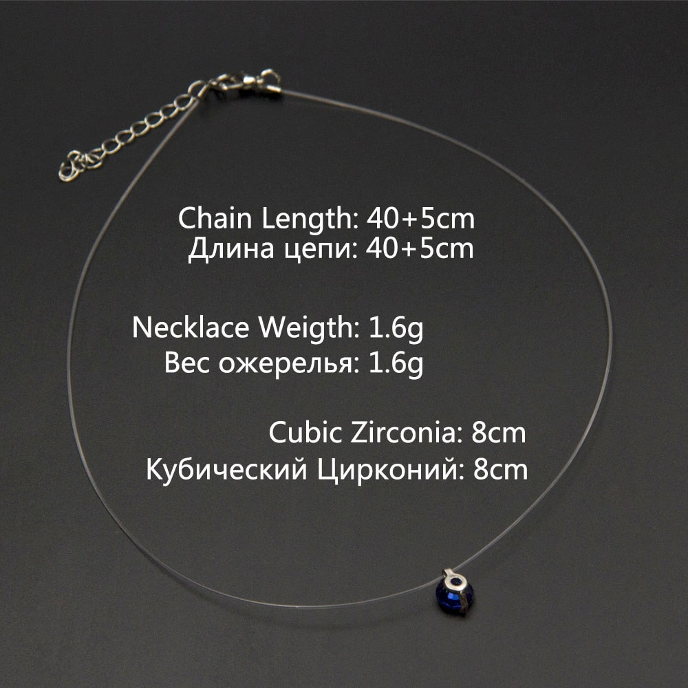 Transparent Chain Fishing Line Necklace Women Rhinestone Choker Invisible Chain Pendant Transparent necklace Collier Femme Jewelry