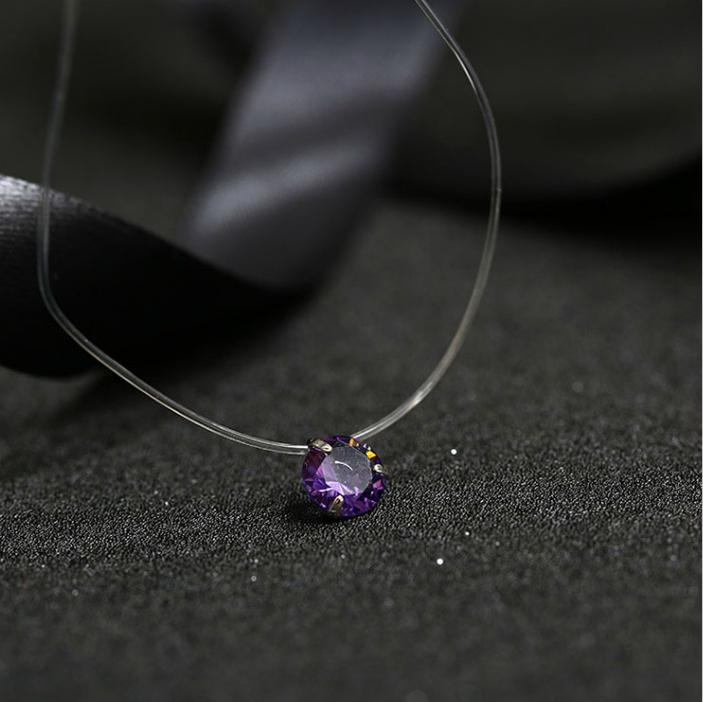 Transparent Chain Fishing Line Invisible Women Zircon Pendants Necklace Jewelry Transparent necklace