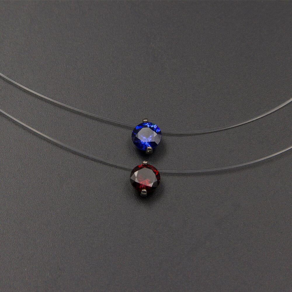 Transparent Chain Fishing Line Necklace Women Rhinestone Choker Invisible Chain Pendant Transparent necklace Collier Femme Jewelry