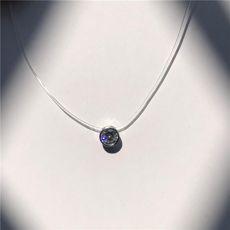 Transparent Chain Fishing Line Invisible Women Zircon Pendants Necklace Jewelry Transparent necklace