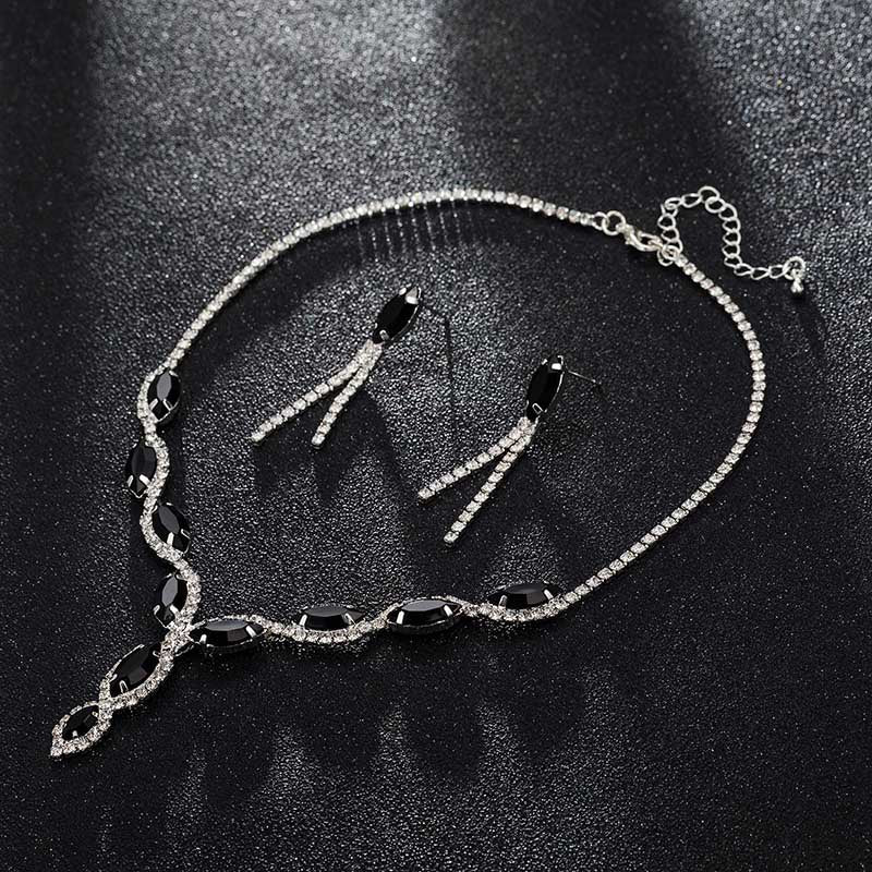 Luxury Austria Crystal Earrings Necklaces & Pendants Jewelry Sets Women Fashion Jewelry Rhinestone Earrings Sets #N100