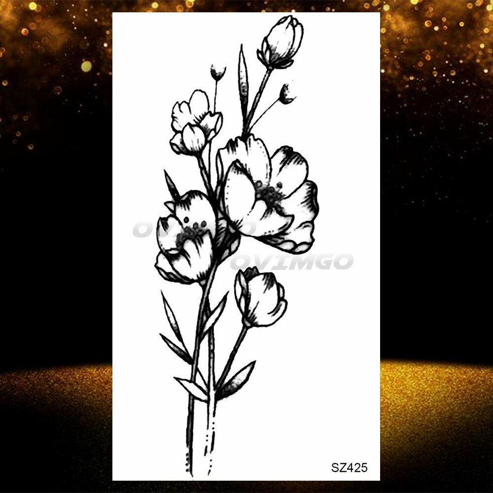 Small Purple Lavender Leaf Temporary Tattoos For Women Arm Clavicle Tatoo Sticker Watercolor Transferbale 3d Plants Tattoo Paper