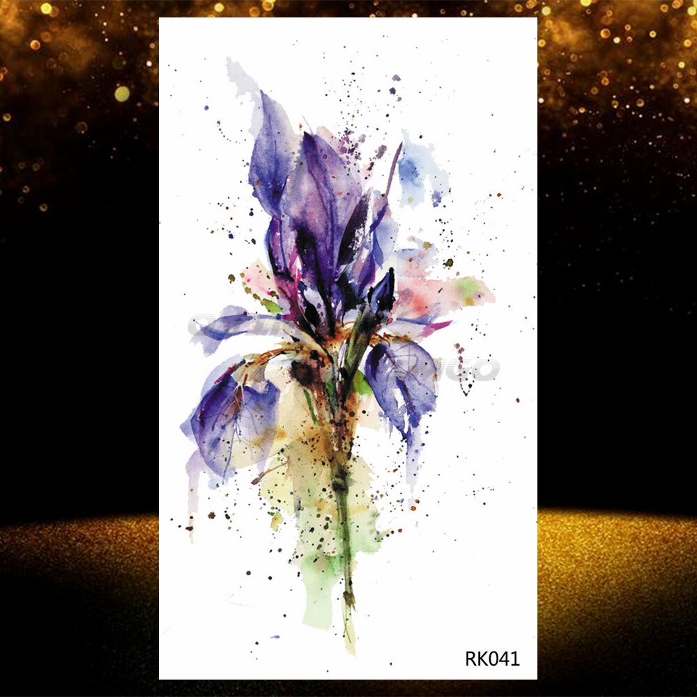 Small Purple Lavender Leaf Temporary Tattoos For Women Arm Clavicle Tatoo Sticker Watercolor Transferbale 3d Plants Tattoo Paper