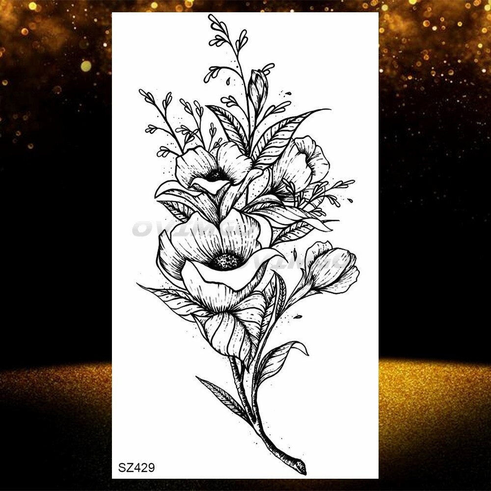 Small Purple Lavender Leaf Temporary Tattoos For Women Arm Clavicle Tatoo Sticker Watercolor Transferbale 3d Plants Tattoo Paper