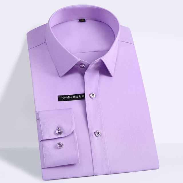 Men's Regular-fit Long Sleeve Stretch Easy Care Shirt Formal Business Office/Working Wear