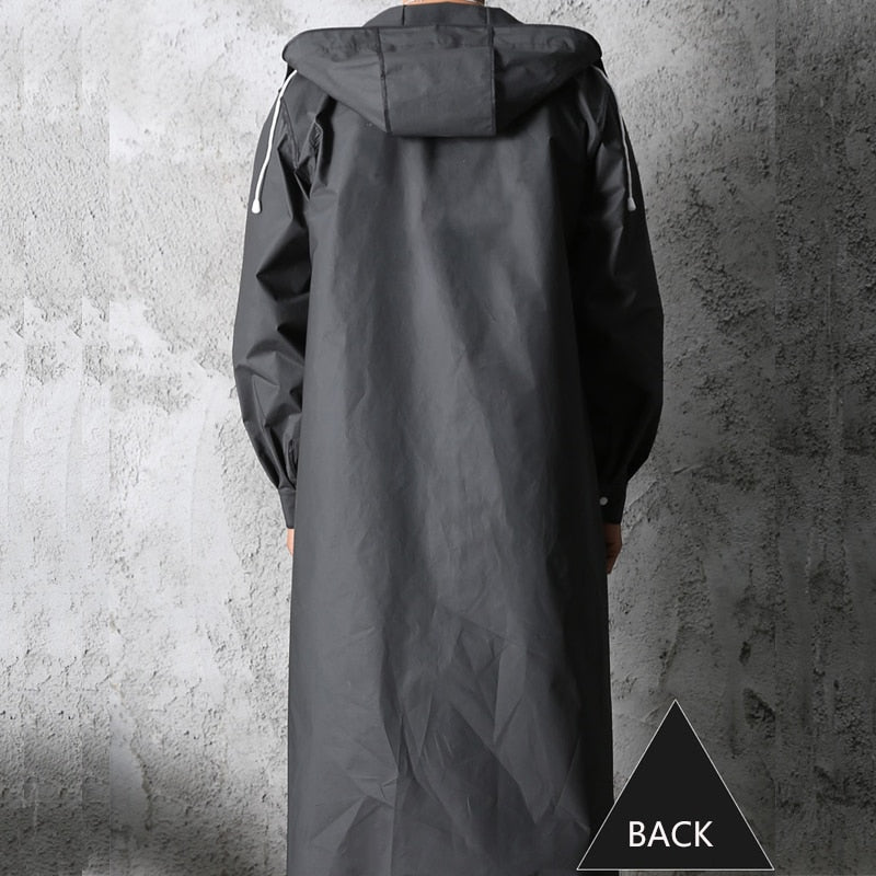 Fashionable Waterproof Long Raincoat Trench Coat for Adults Black Hooded Raincoat for Women and Men, Ideal for Outdoor Hiking, Travel, Fishing, and Climbing with Thickened Material