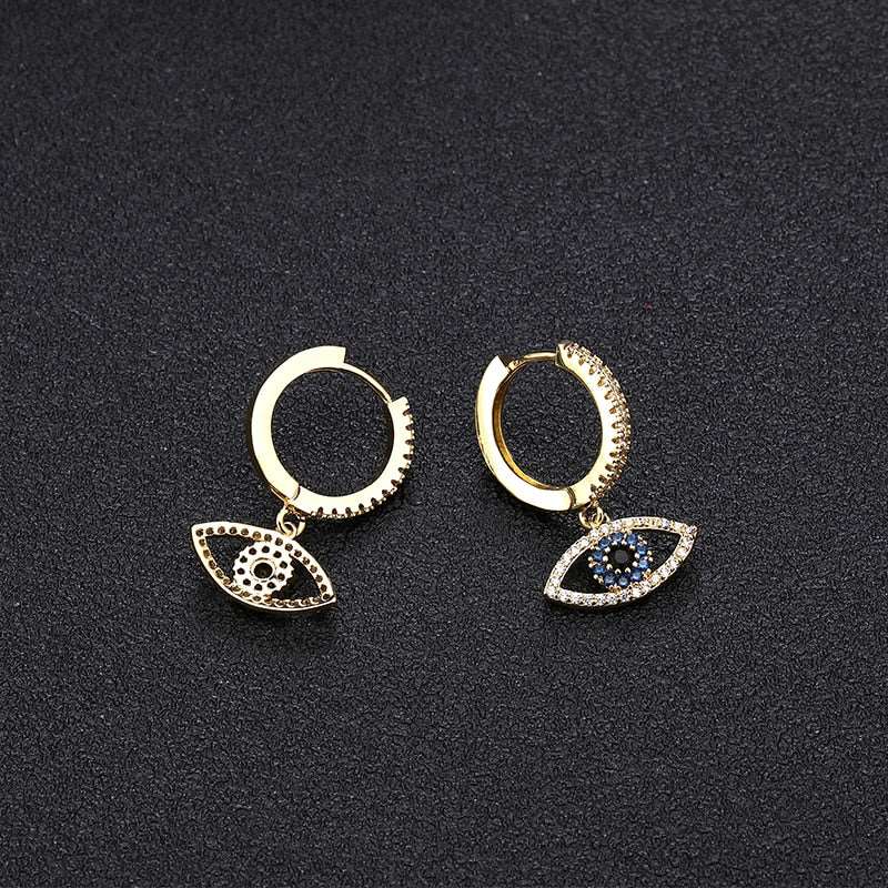 Blue Crystal Turkey Evil Eye Bohemian Earrings