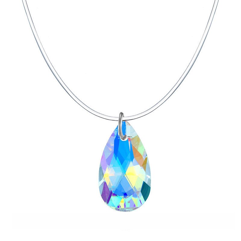 Transparent Chain Chocker Invisible Chain Fishing Line Transparent Necklace Crystal Rhinestone Choker Necklace Pendant On Line Neck