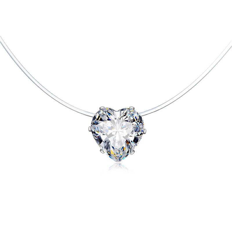 Transparent Chain Chocker Invisible Chain Fishing Line Transparent Necklace Crystal Rhinestone Choker Necklace Pendant On Line Neck