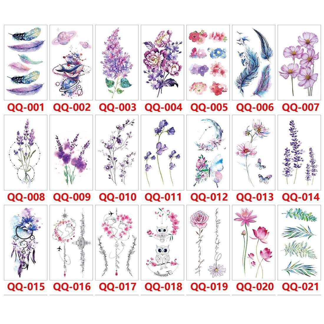 1Sheet 3D Water Transfer Sticker Body Tattoo Sticker Waterproof Temporary Decal Leg Body Art Tattoo Flower Removable Cover Scar