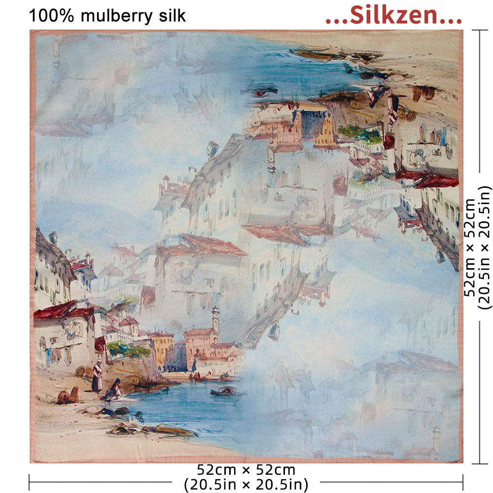 Pure Silk Scarf Women Bandana Female Hair Scarf Luxury Handkerchief Women's Natural Silk Square Headband Neck Scarf Old Street