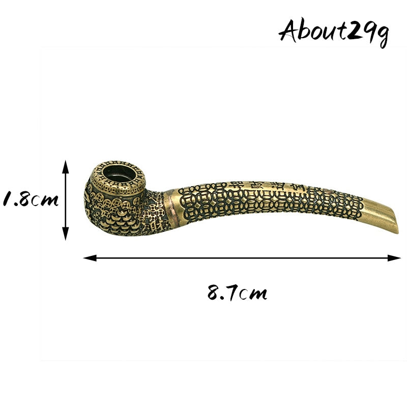 Pure Copper Ingot Lucky Tobacco Pipe Hand Made Brass Fortune And Treasure Smoking Pipe Mouthpiece Cigarette Husband Father Gift