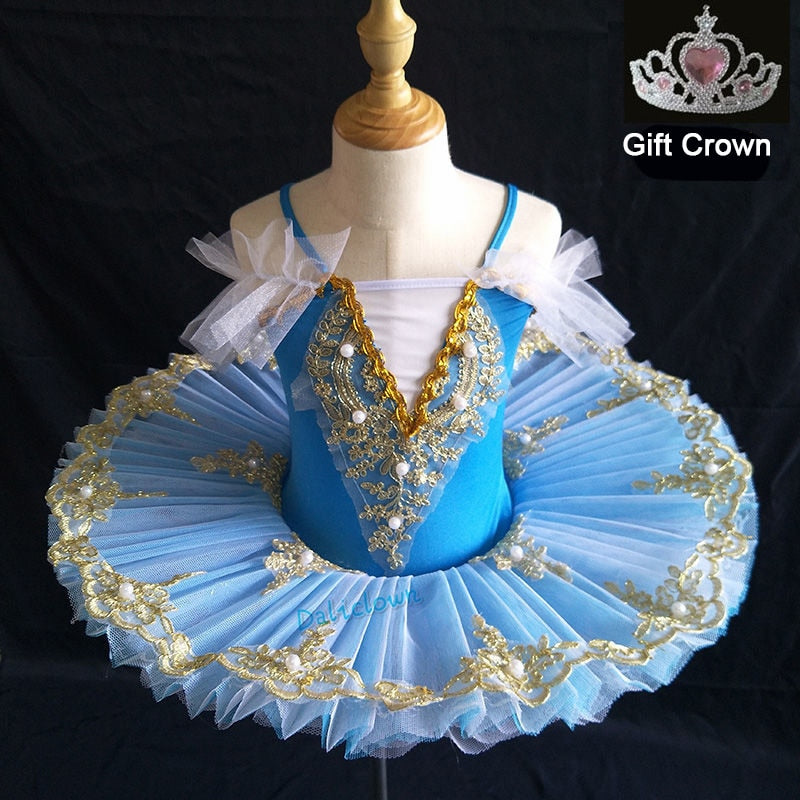 Professional Ballet Tutu Girls Blue Pink Platter Pancake Tutu Ballerina Party Dress Adult Women Child Kids Ballet Dance Costume
