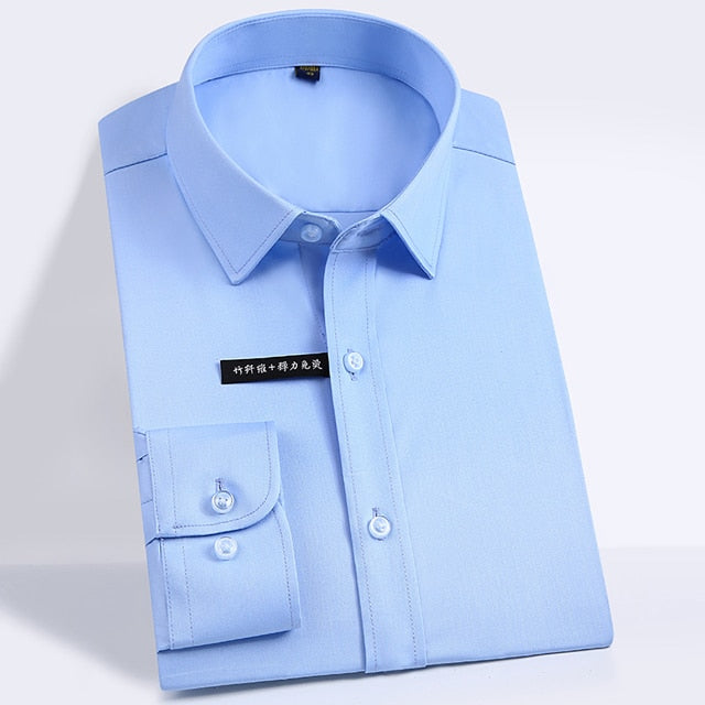 Men's Regular-fit Long Sleeve Stretch Easy Care Shirt Formal Business Office/Working Wear