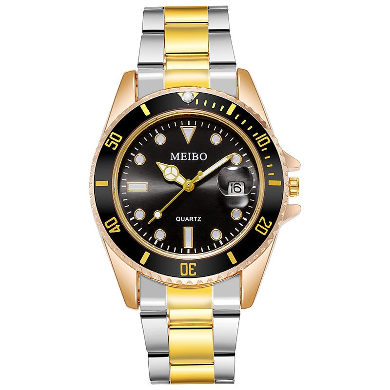 New Men's Watch Luxury Business Watch Blue Dial Date Watch Men Stainless Steel Band Fashion Male Wrist Watch Relogio Masculino