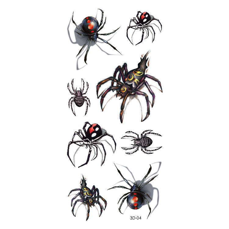 Waterproof Temporary Tattoo Sticker Butterfly Flower Rose 3D Scorpion Halloween Spider Body Art Arm Fake Tattoo Women
