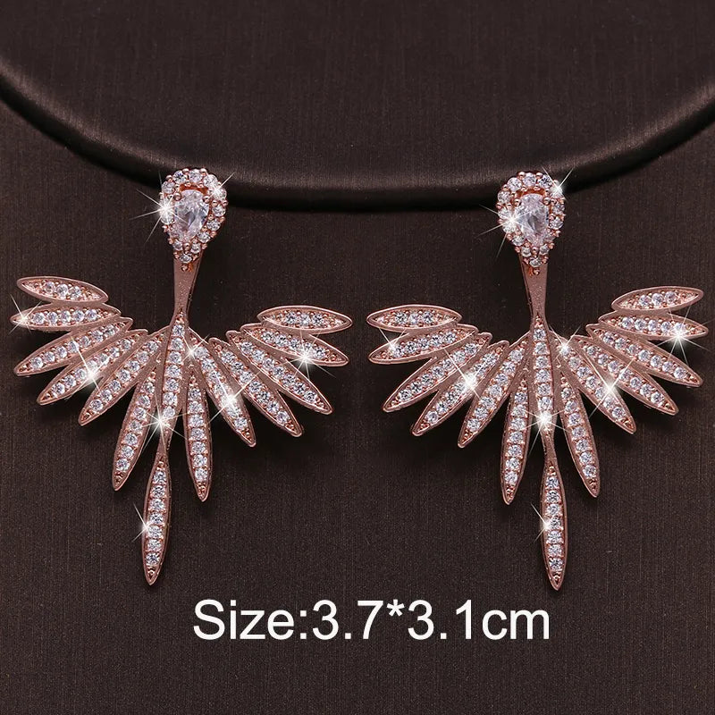 Luxury Trendy Marquise Flower Full Mirco Paved Crystal Zircon Naija Wedding Drop Earring