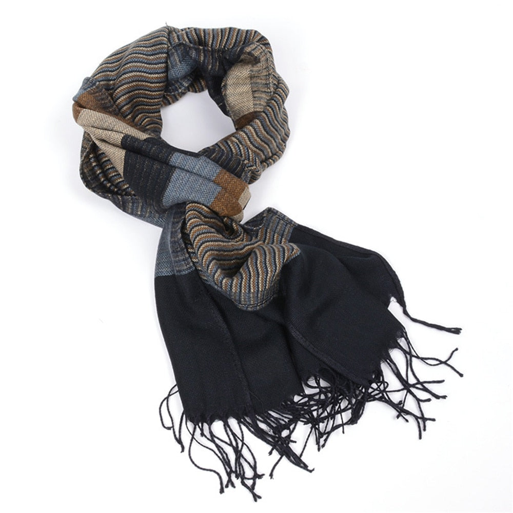 SHOWERSMILE Men Scarf Striped Tassel Winter Scarf for Men Designer Brand Acrylic Men's Scarves 180cm*52cm