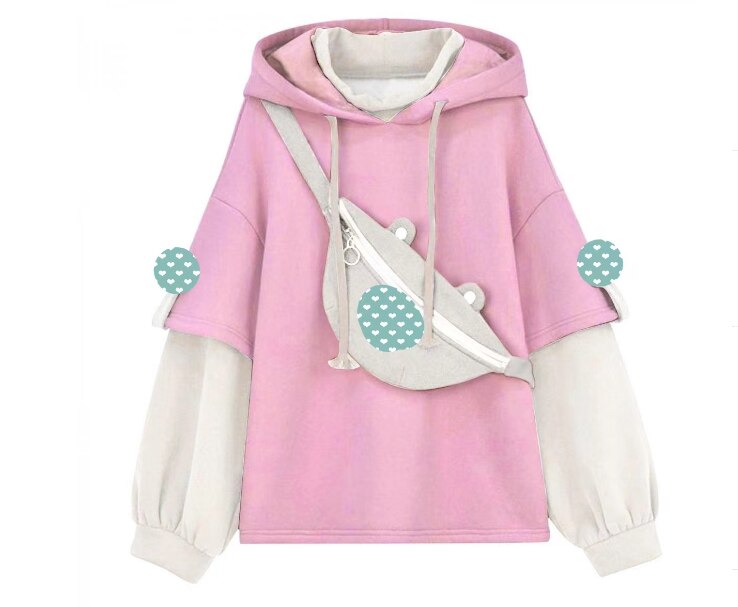 Korean Kawaii Aesthetic Harajuku Hoodie - Oversize 4XL Anime Bear Crewneck, Long Sleeve Streetwear for Women Y2K Winter Top