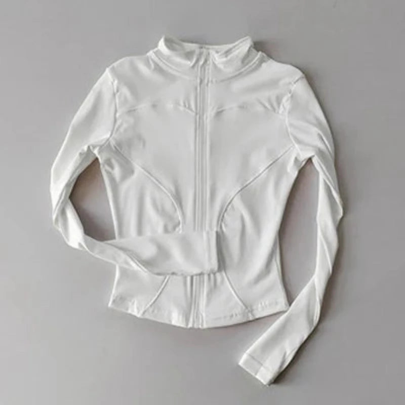 Winter Warmth Zip-Up Sports Jacket for Women Long Sleeve Fitness and Yoga Shirt, Ideal Gym Top for Activewear, Running Coats, and Workout Clothes