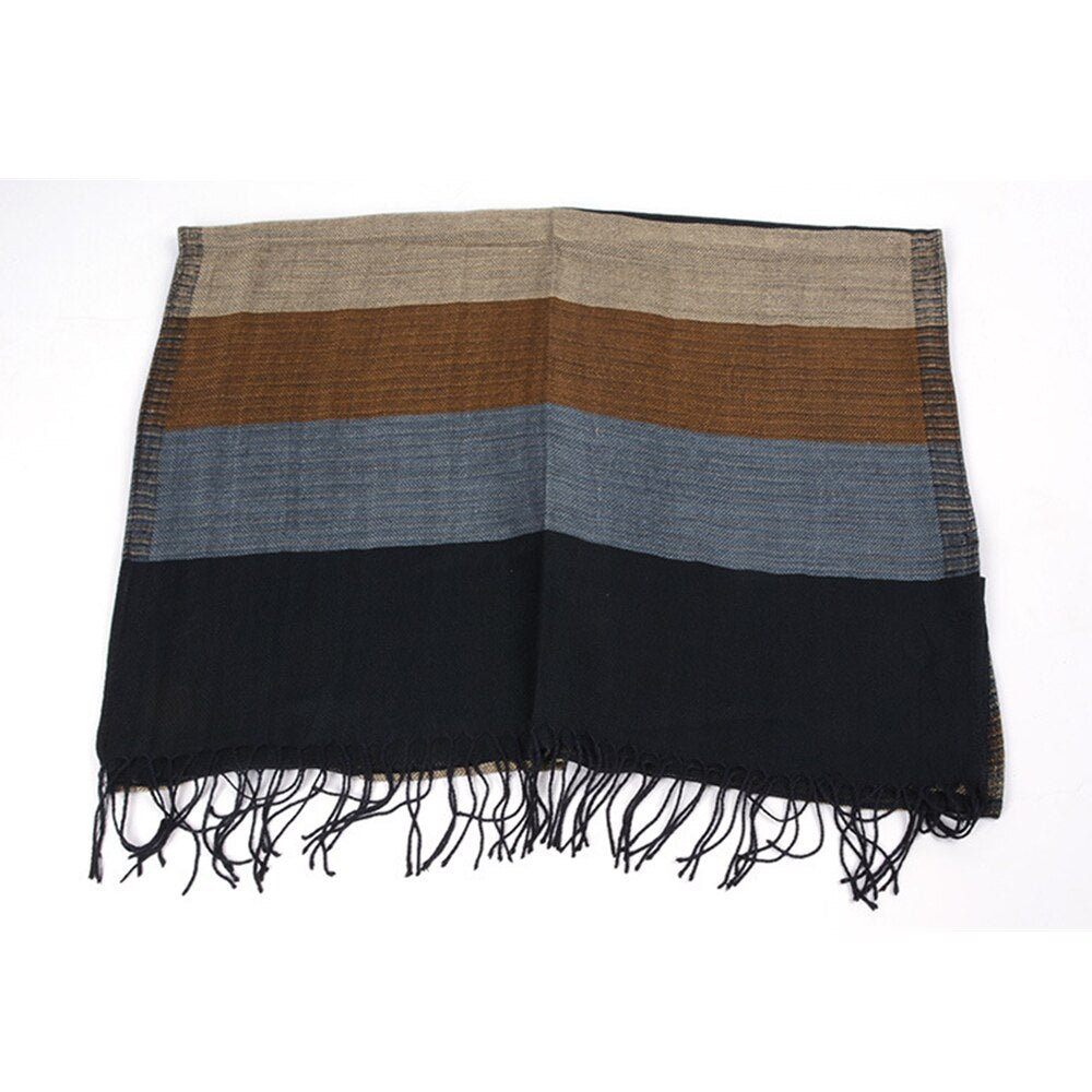 SHOWERSMILE Men Scarf Striped Tassel Winter Scarf for Men Designer Brand Acrylic Men's Scarves 180cm*52cm