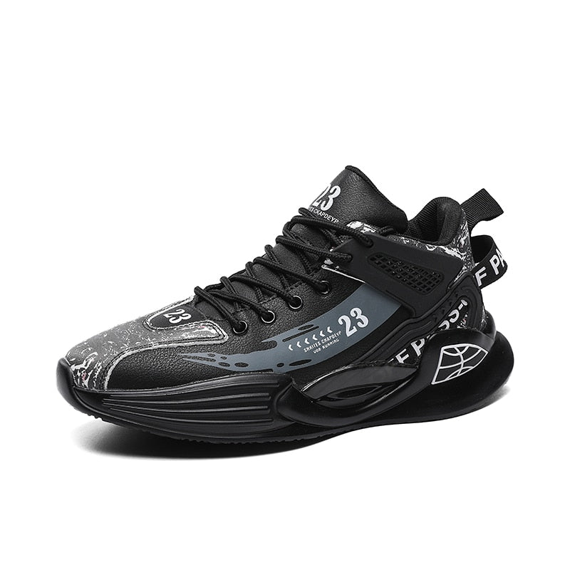 Stay Stylish and Active with Men's Fashion Outdoor Jogging Sneakers - Mesh Breathable Cushioning - Black Basket Footwear in Big Sizes