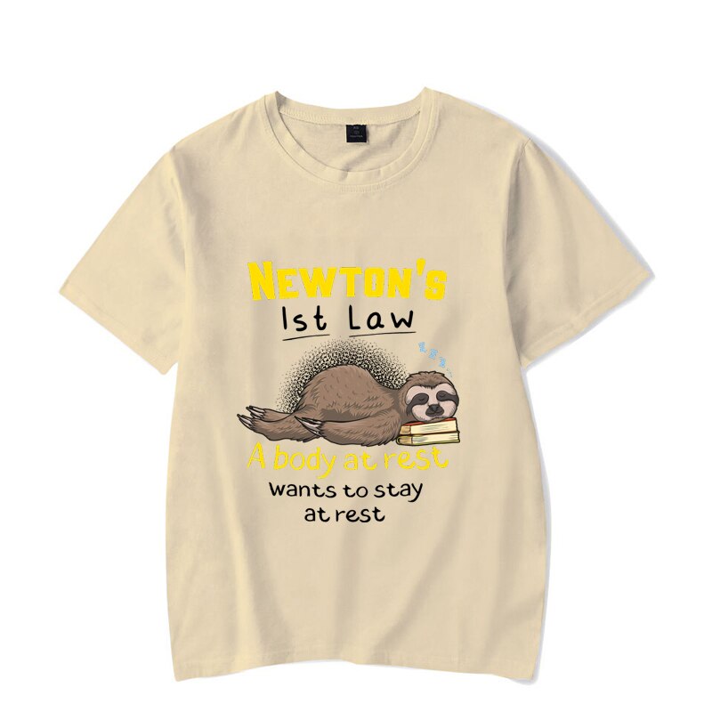 Summer Outfits Men Streetwear Funny Physics Joke Sloth 3D Print T-shirt Clothes Black Male T-shirts Mens Unisex T Shirt