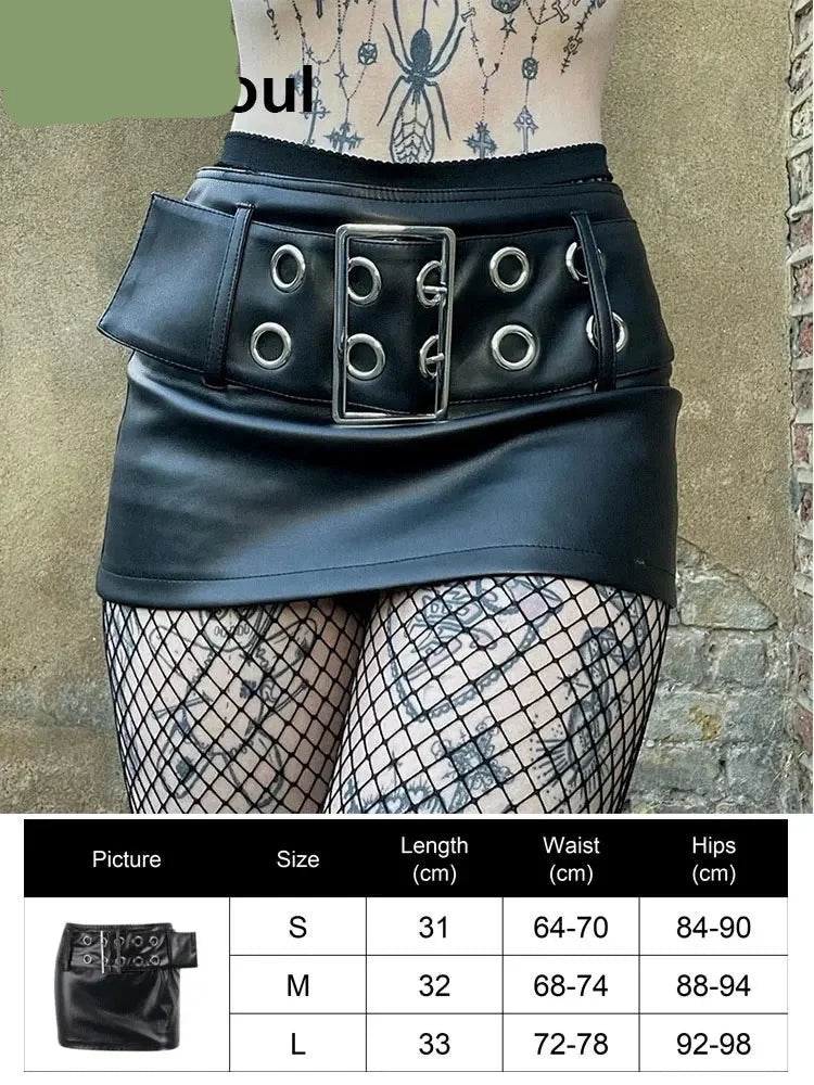 Black High Waist Women Skirt 2023 New Y2k Style Harajuku Punk Goth Dark Grunge Streetwear Female Clothe