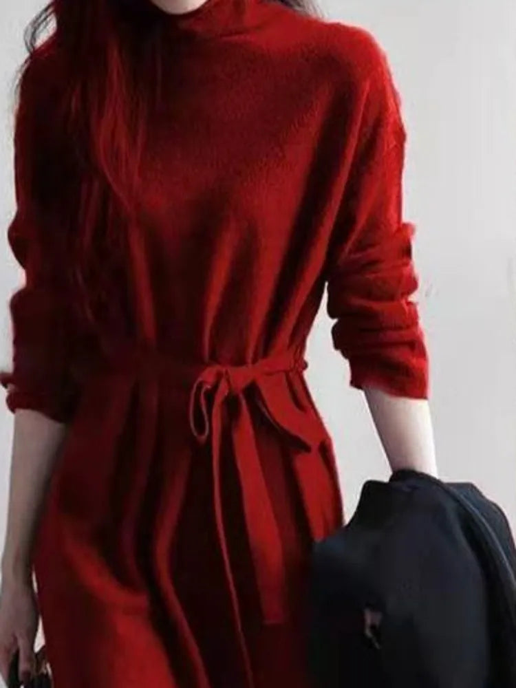 Women Office Dresses Robe Clothing Purple Female Dress Turtleneck Knit Green Evening Maxi Long Crochet Y2k Vintage Y 2k Designs Thick Exclusive Collection