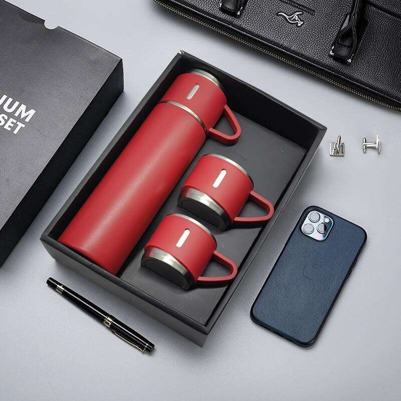 3 In 1 set of Thermos Mug Leak_Proof Travel Thermo Cup for Tea Water Coffee 500ML Gift Set