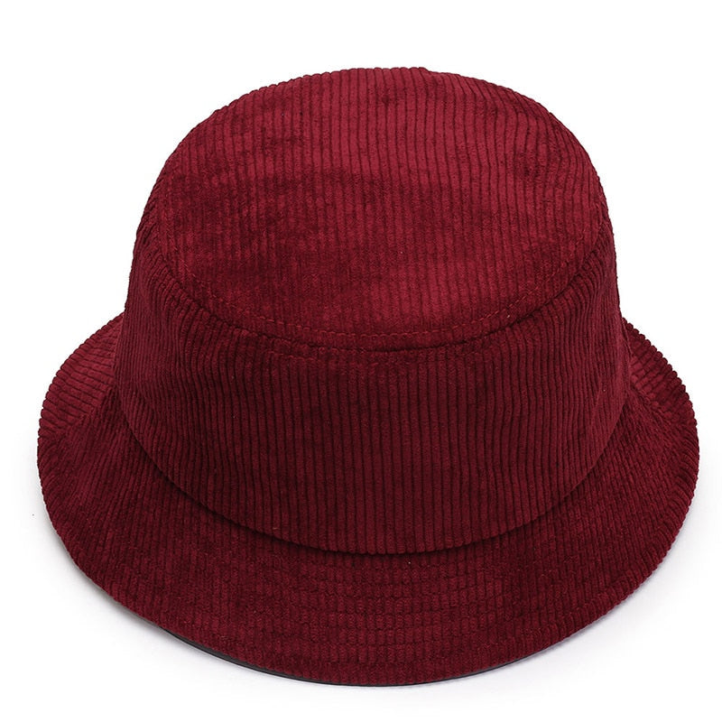 Unisex Smiley Embroidery Bucket Hat | Cotton Corduroy | Hip Hop Style | Sun Cap