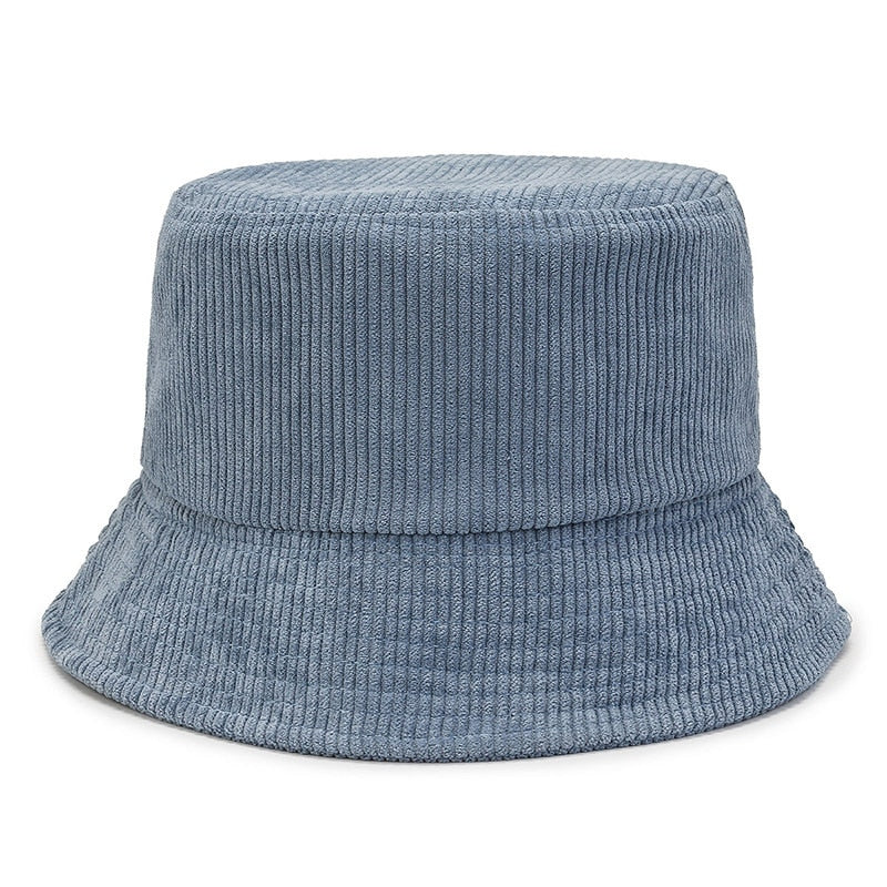 Unisex Smiley Embroidery Bucket Hat | Cotton Corduroy | Hip Hop Style | Sun Cap