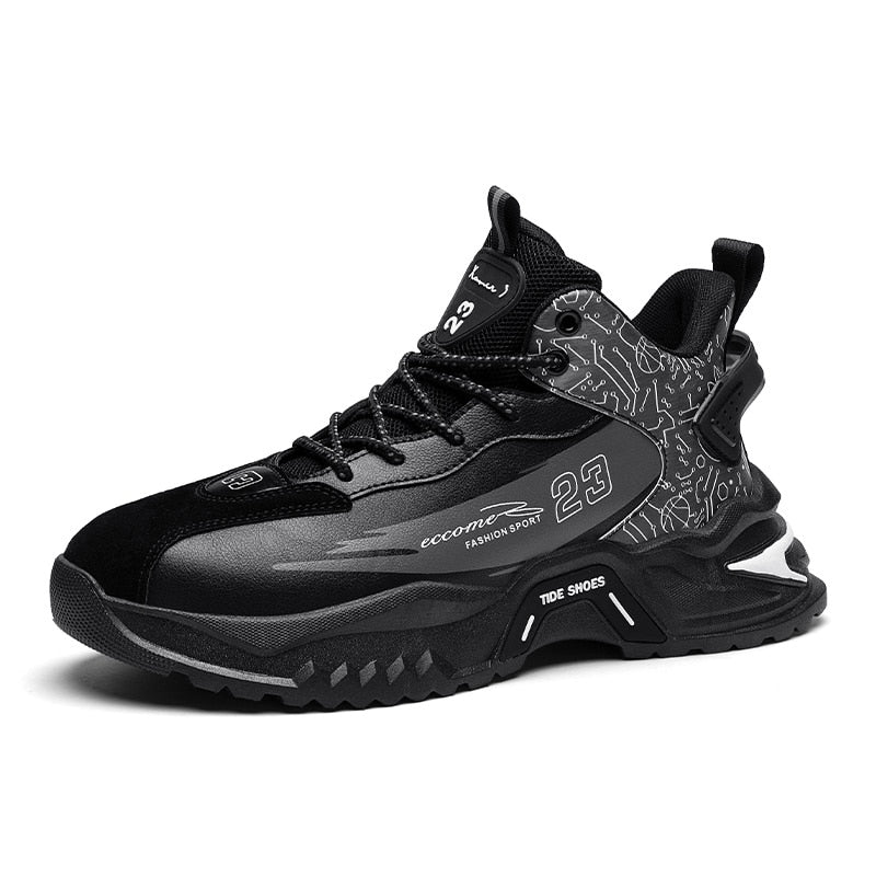 Stay Stylish and Active with Men's Fashion Outdoor Jogging Sneakers - Mesh Breathable Cushioning - Black Basket Footwear in Big Sizes