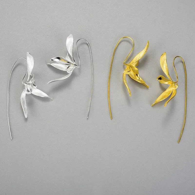 Exquisite Blooming Flower Hook Earrings Simple Accessories Gold Silver Color Plant Drop Dangle Earrings Jewelry